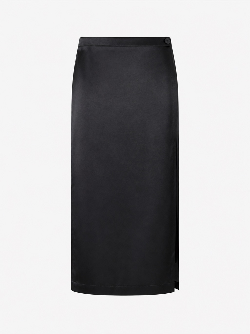 Classic Black Satin Pencil Skirt 100% Silk